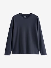 Black/White/Navy Blue/Green/Burgundy Red Regular Fit Regular Fit Long Sleeve 100% Cotton T-Shirts 5 Pack - Image 10 of 14