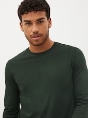 Black/White/Navy Blue/Green/Burgundy Red Regular Fit Regular Fit Long Sleeve 100% Cotton T-Shirts 5 Pack - Image 2 of 14
