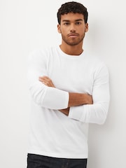 Black/White/Navy Blue/Green/Burgundy Red Regular Fit Regular Fit Long Sleeve 100% Cotton T-Shirts 5 Pack - Image 6 of 14