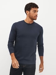 Black/White/Navy Blue/Green/Burgundy Red Regular Fit Regular Fit Long Sleeve 100% Cotton T-Shirts 5 Pack - Image 7 of 14