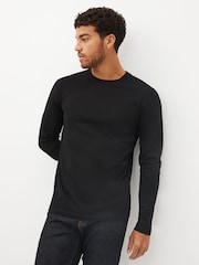 Black/White/Navy Blue/Green/Burgundy Red Regular Fit Regular Fit Long Sleeve 100% Cotton T-Shirts 5 Pack - Image 8 of 14