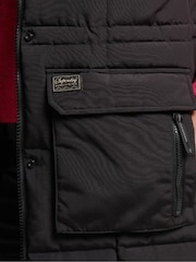 Superdry Black Hooded Faux Fur Longline Puffer Gilet - Image 4 of 4