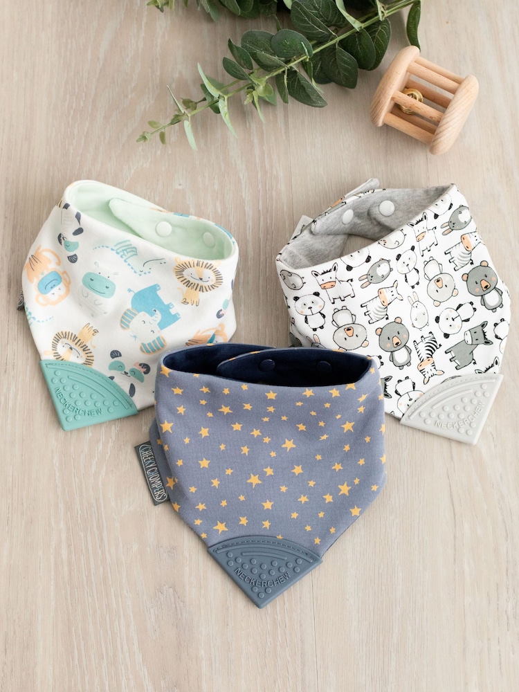 Cheeky Chompers Baby Teething Dribble 100% Cotton Bibs 3 Pack - Image 1 of 9