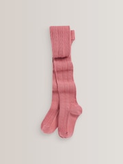 Pink Cotton Rich Cable Tights - Image 1 of 1