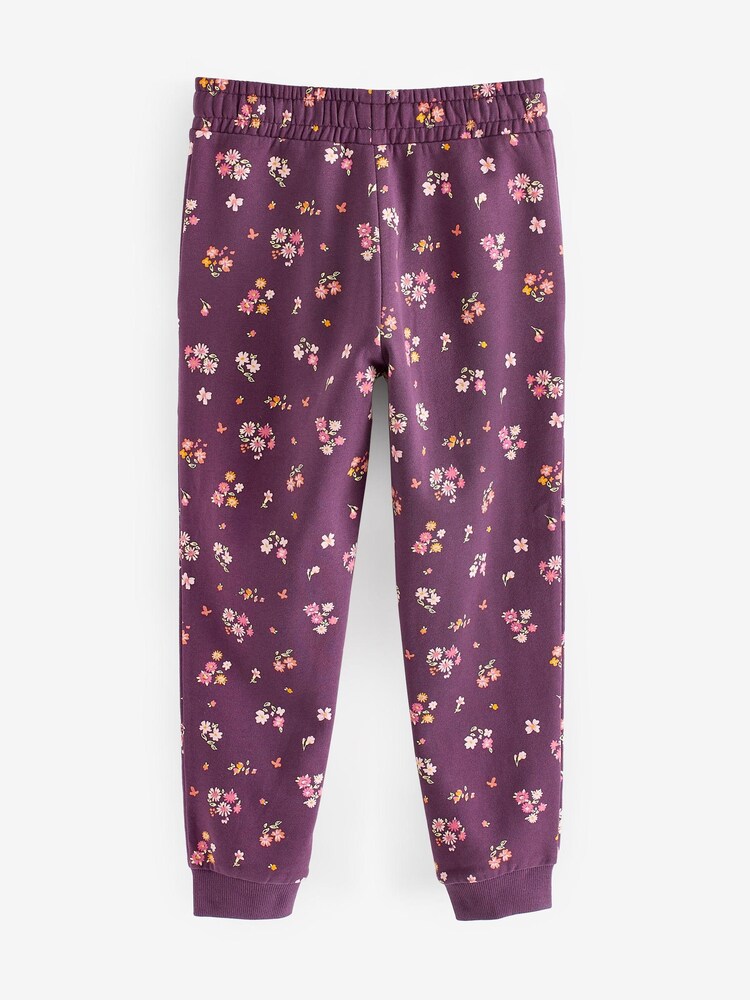 Pink/Purple Floral Print 2 Pack Joggers (3-16yrs) - Image 2 of 3