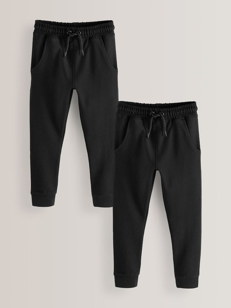 Black Skinny Fit Joggers 2 Pack (3-16yrs) - Image 1 of 4