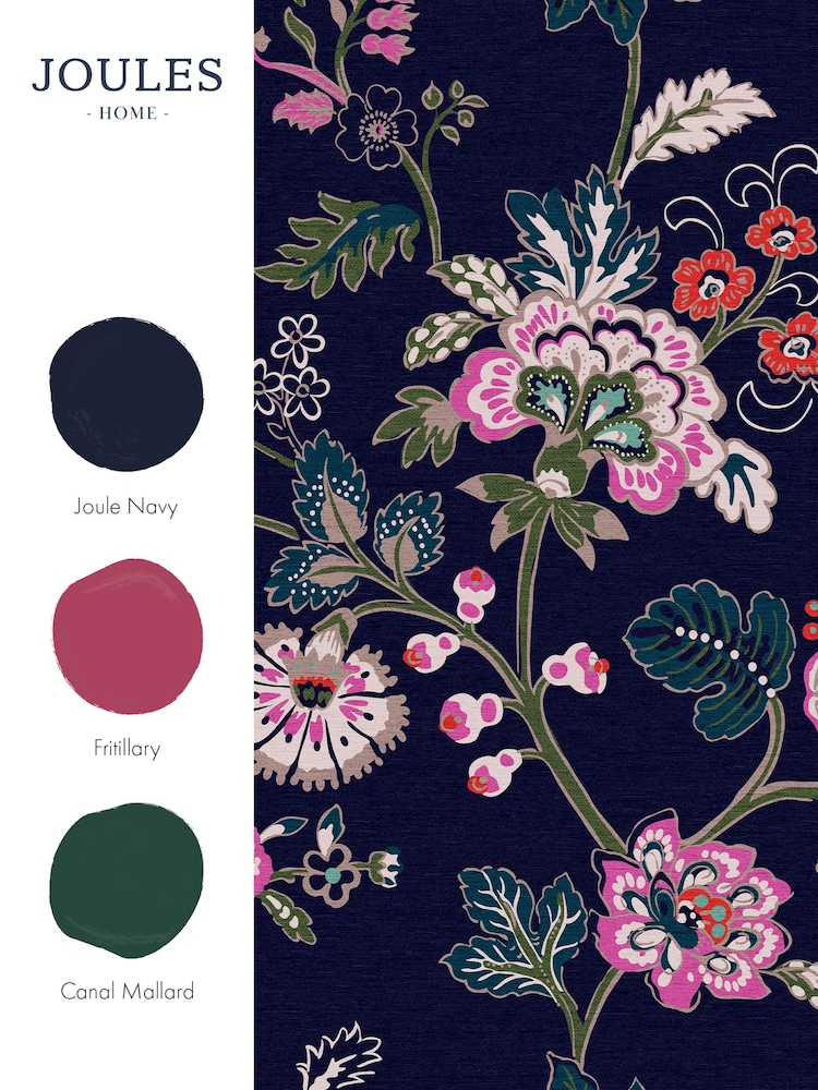 Joules Royal Navy Vine Cottage Floral 10M Wallpaper - Image 3 of 3