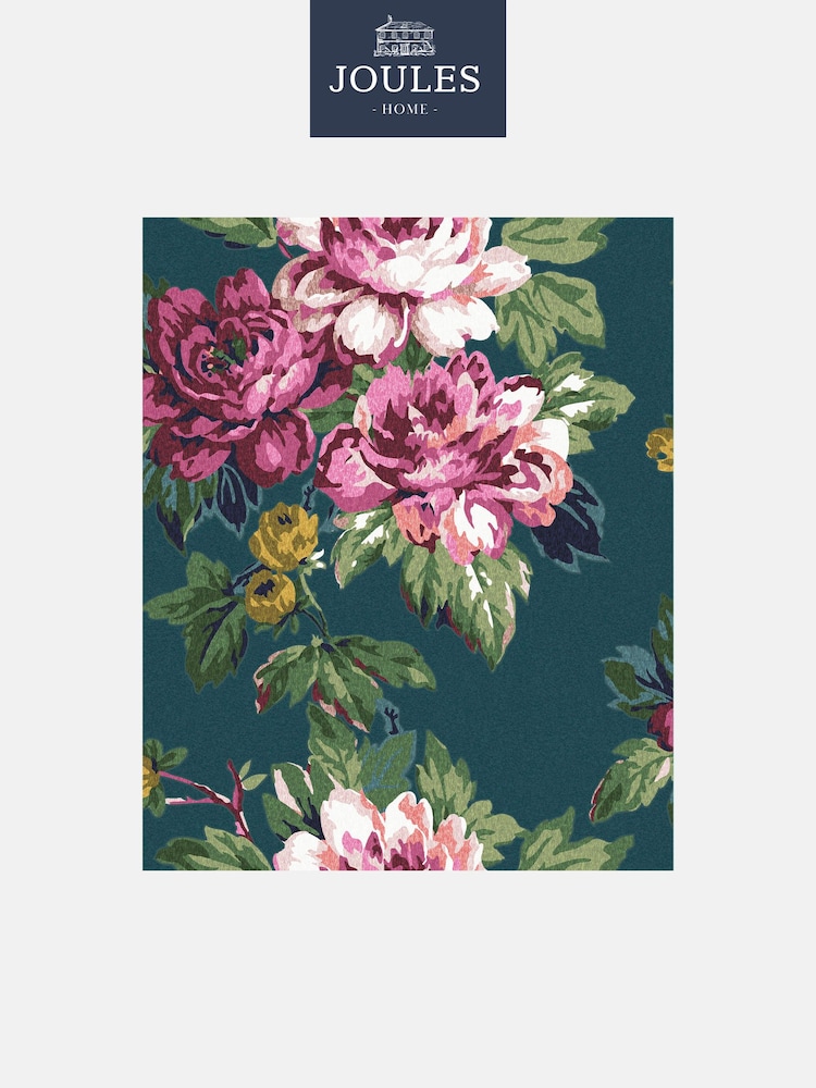 Joules Peacock Blue Invite Floral 10M Wallpaper - Image 2 of 3