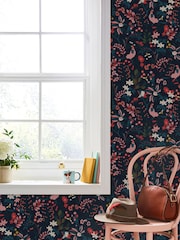 Joules French Navy Fields Edge Floral 10M Wallpaper - Image 1 of 3