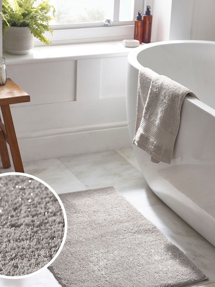 Soft Grey Deep Pile Sparkle Bath Mat - Image 1 of 5