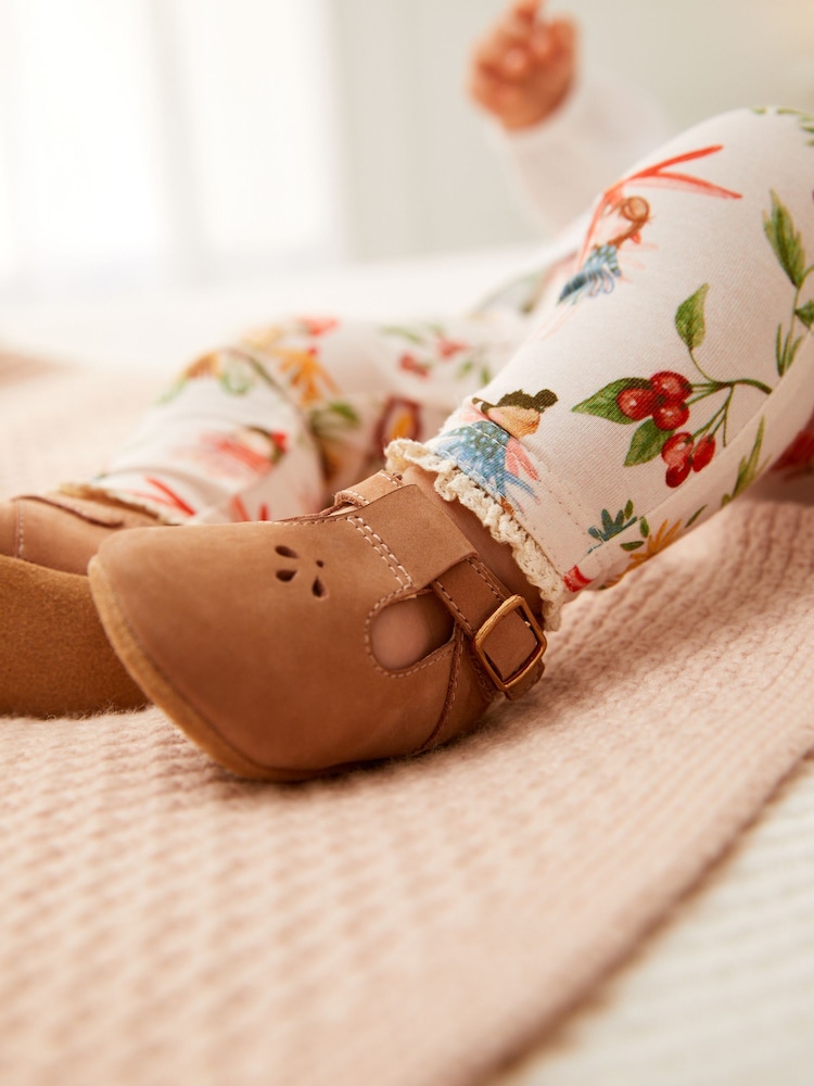 Tan Brown Leather T-Bar Baby Shoes (0-24mths) - Image 1 of 6