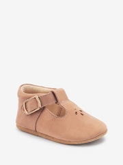 Tan Brown Leather T-Bar Baby Shoes (0-24mths) - Image 3 of 6