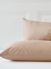 Set of 2 Natural Beige Cotton Rich Pillowcases - Image 2 of 2