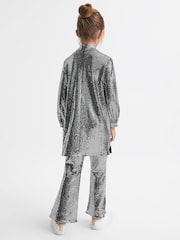 Reiss Silver Ariana Senior Sequin Short Skater Dress - Image 5 of 9