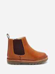 Tan Brown Standard Fit (F) Warm Lined Leather Chelsea Boots - Image 1 of 4
