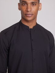 Black Regular Fit 100% Cotton Round Neck Kurta - Image 5 of 9