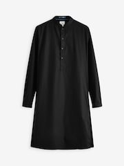 Black Regular Fit 100% Cotton Round Neck Kurta - Image 7 of 9