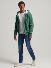 Темно-зеленый - Худи на молнии с подкладкой из искусственного меха Superdry Essential - Изображение 1 из 5