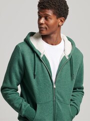 Темно-зеленый - Худи на молнии с подкладкой из искусственного меха Superdry Essential - Изображение 2 из 5