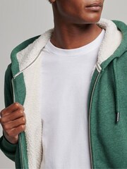 Темно-зеленый - Худи на молнии с подкладкой из искусственного меха Superdry Essential - Изображение 4 из 5