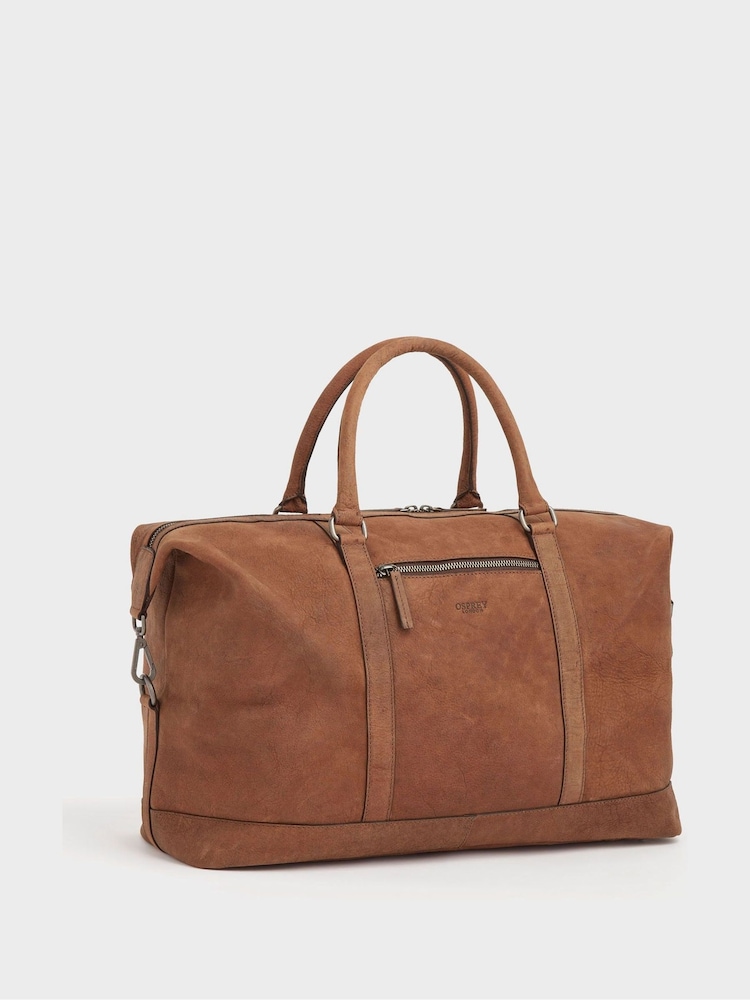 OSPREY LONDON Brown Clayton Leather Weekend Holdall Bag - Image 2 of 6