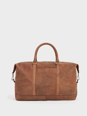 OSPREY LONDON Brown Clayton Leather Weekend Holdall Bag - Image 4 of 6