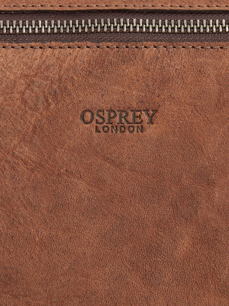 OSPREY LONDON Brown Clayton Leather Weekend Holdall Bag - Image 6 of 6