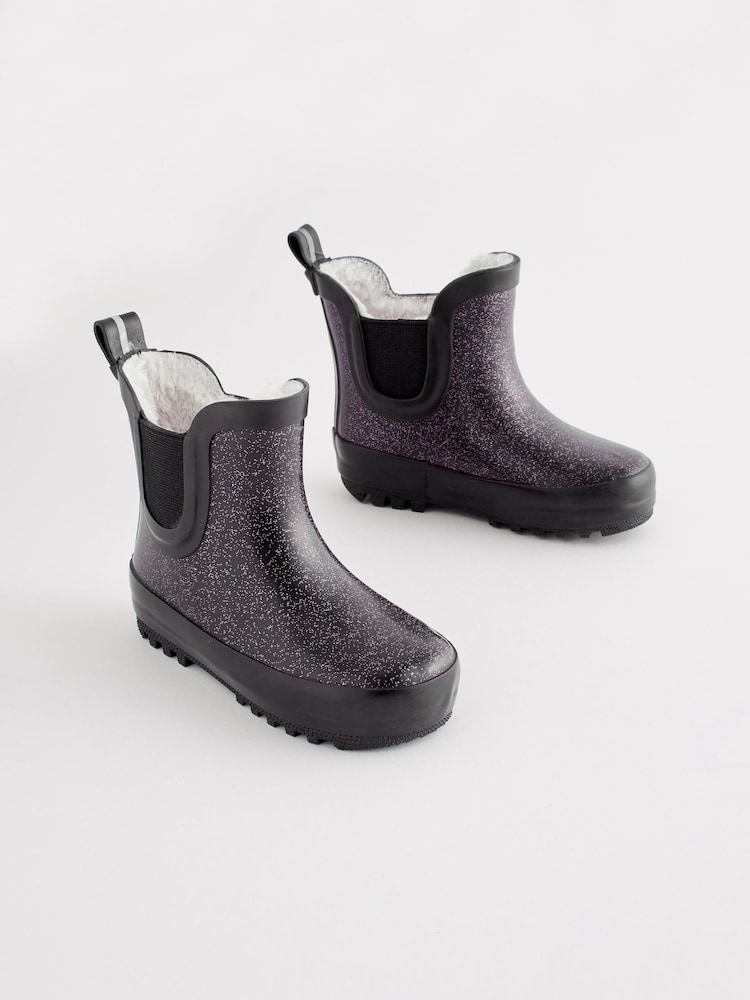 Black Glitter Chelsea Wellies - Image 1 of 7