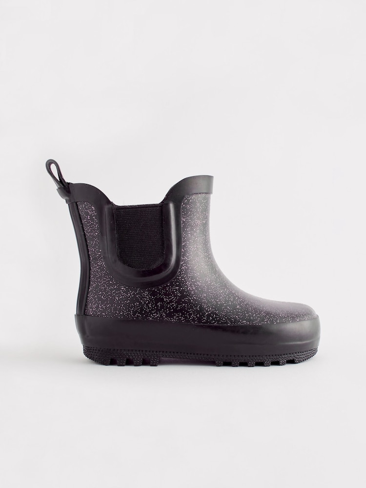 Black Glitter Chelsea Wellies - Image 2 of 7