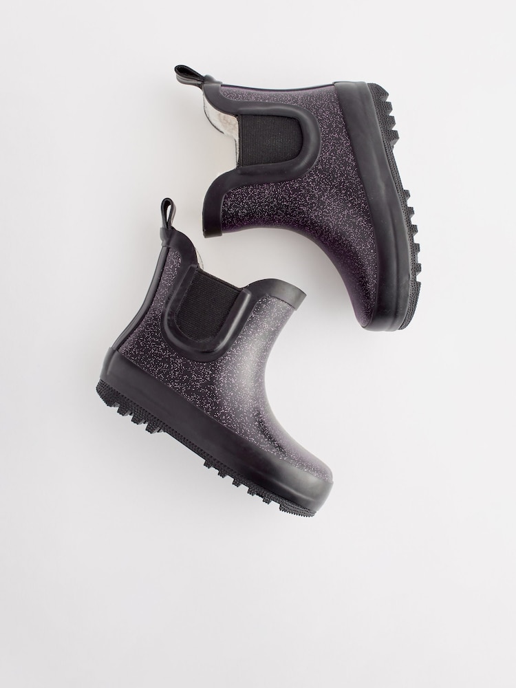 Black Glitter Chelsea Wellies - Image 3 of 7