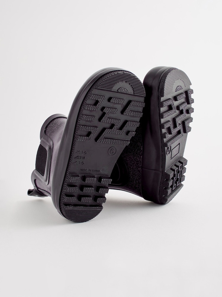 Black Glitter Chelsea Wellies - Image 4 of 7