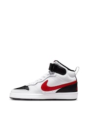 Красный/белый - Nike подростковые кроссовки средней длины Nike Court Borough - Image 2 of 11