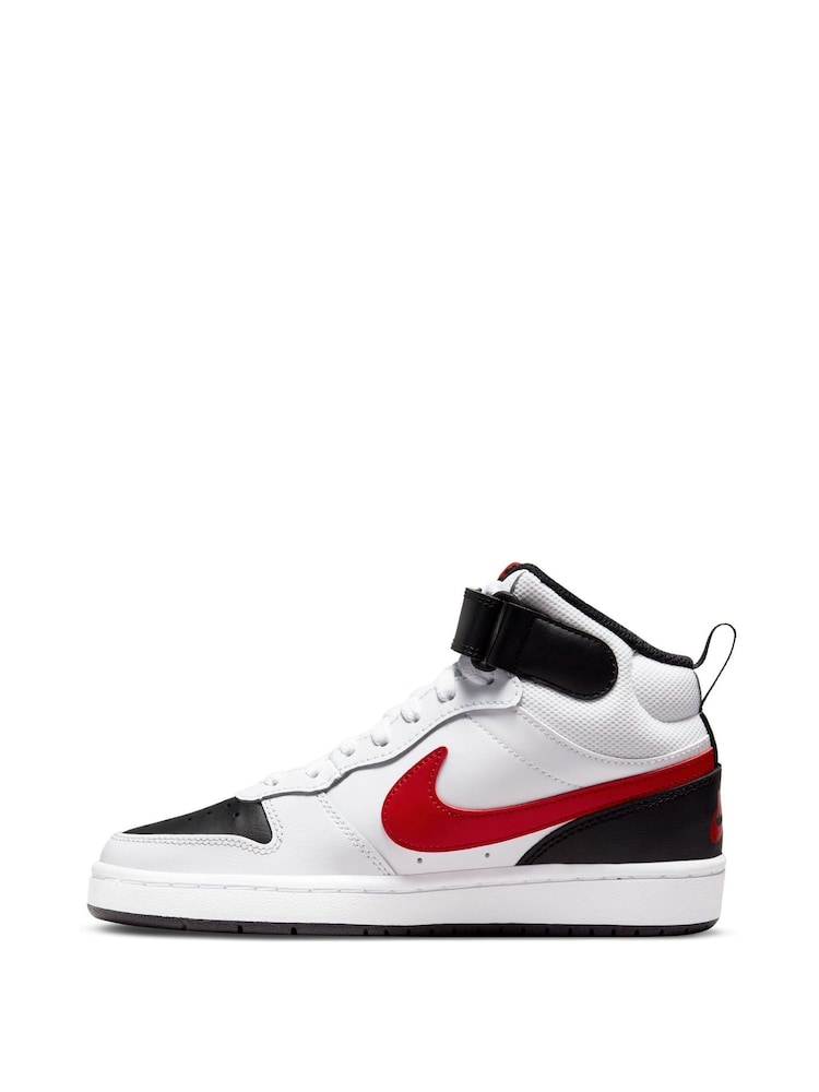Красный/белый - Nike подростковые кроссовки средней длины Nike Court Borough - Image 2 of 11