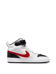 Красный/белый - Nike подростковые кроссовки средней длины Nike Court Borough - Image 3 of 11
