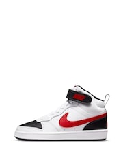 Красный/белый - Nike подростковые кроссовки средней длины Nike Court Borough - Image 4 of 11