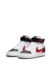 Красный/белый - Nike подростковые кроссовки средней длины Nike Court Borough - Image 6 of 11