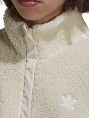 adidas Originals White Adicolor Classic Borg Half Zip Fleece Sweatshirt - Image 4 of 6