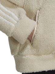 adidas Originals White Adicolor Classic Borg Half Zip Fleece Sweatshirt - Image 5 of 6