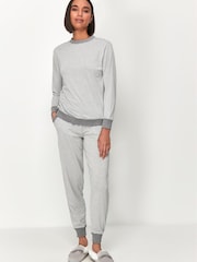 Anya Madsen Grey Stripe Loungewear Top - Image 2 of 3