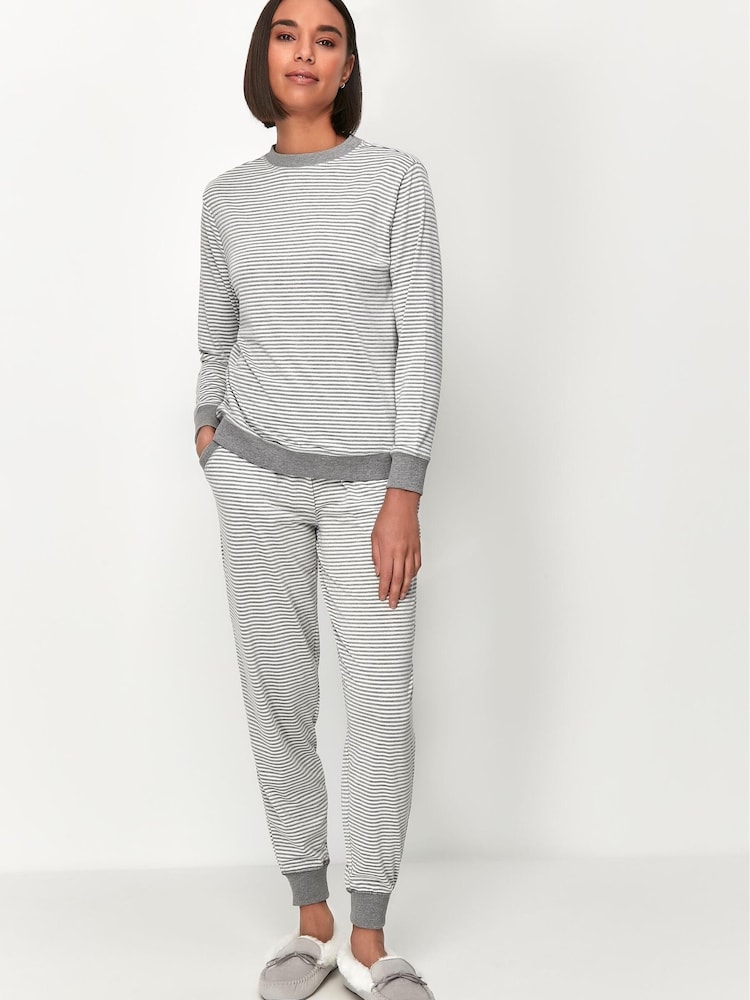 Anya Madsen Grey Stripe Loungewear Top - Image 2 of 3 Anya Madsen Grey Stripe Loungewear Top - Image 2 of 3