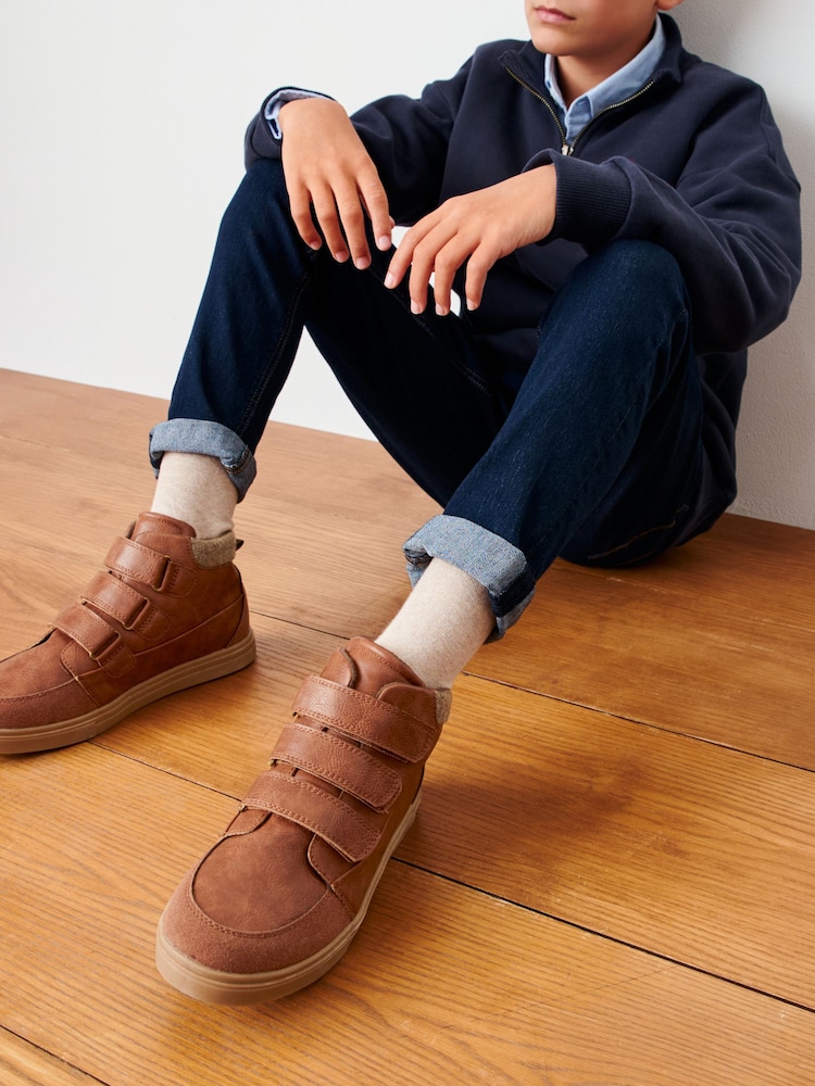 Tan Brown Standard Fit (F) Touch Fastening Boots - Image 1 of 7