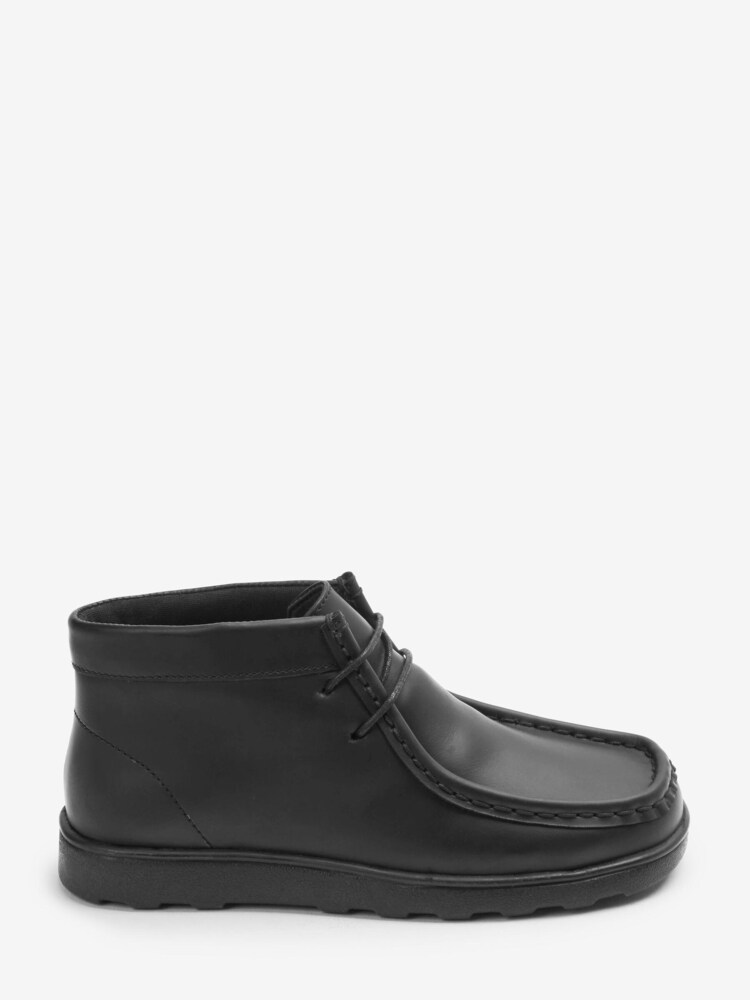 Black Leather Lace-Up Boots - Image 1 of 4