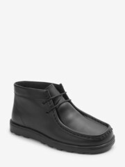 Black Leather Lace-Up Boots - Image 2 of 4