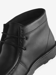 Black Leather Lace-Up Boots - Image 3 of 4