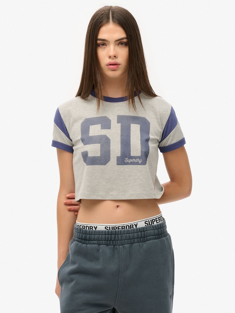 Superdry Blue Vintage Wash Sweat Shorts - Image 6 of 6