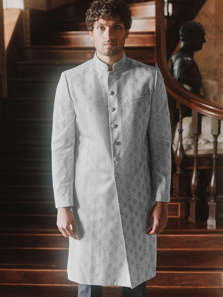 Silver Sherwani Jacket - Image 1 of 1