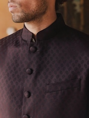 Burgundy Red Sherwani Jacket - Image 3 of 4