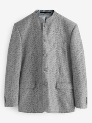 Silver Slim Nehru Collar Suit Jacket - Image 1 of 5