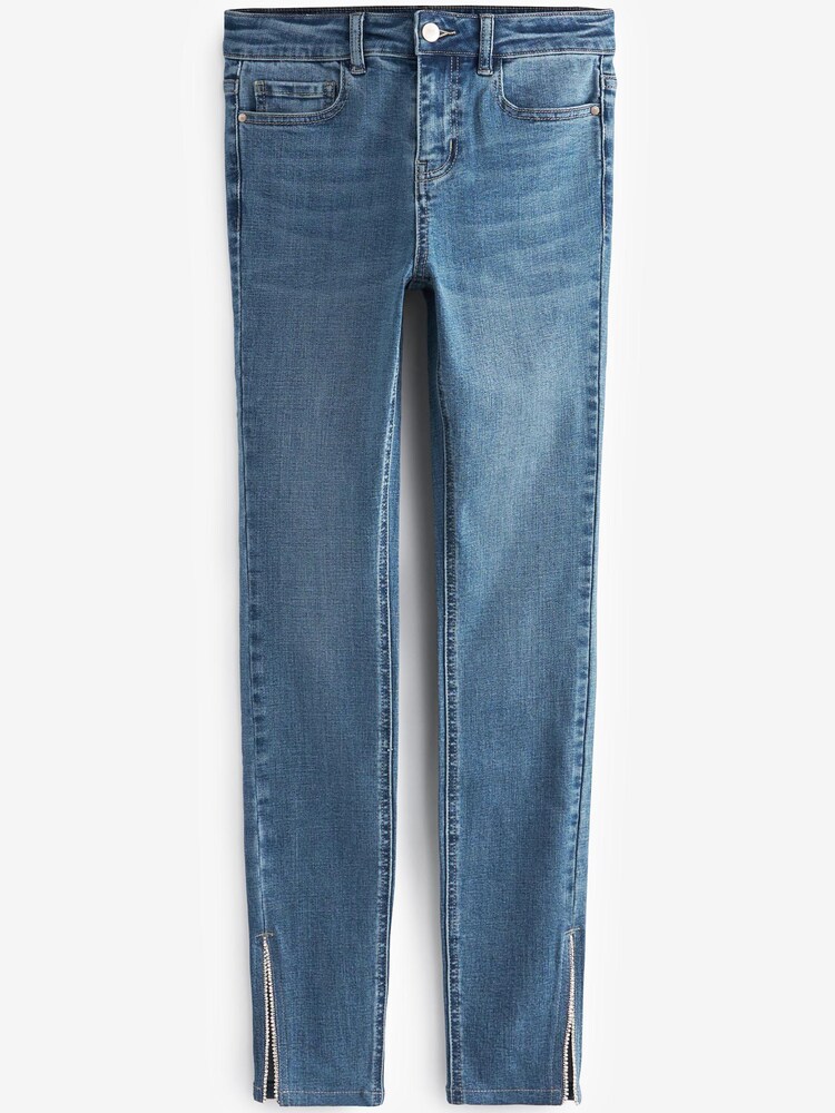Verzierung, Mittelblau - Jeans-Leggings mit Power-Stretch und geschlitztem Saum - Bild 5 von 5