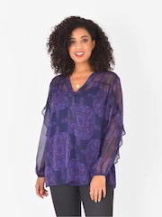 Live Unlimited Purple Curve and Abstract Blouse - Image 1 of 5